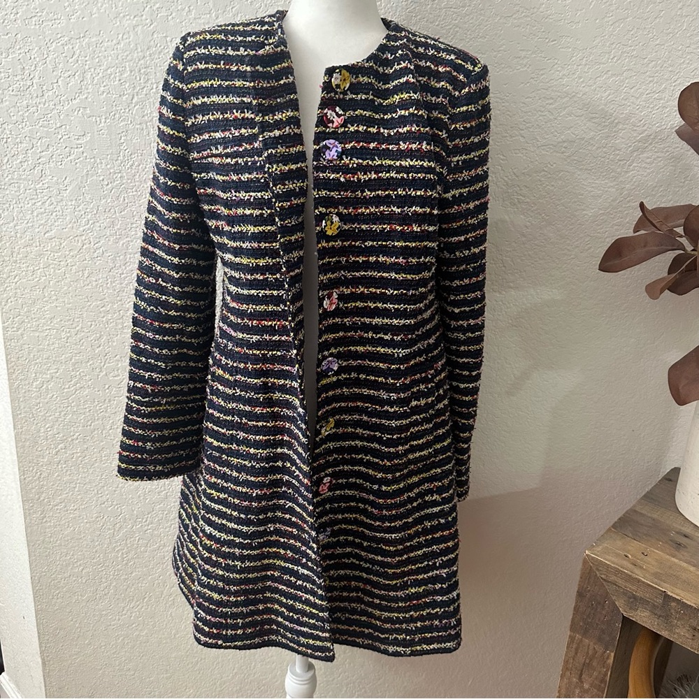 CAbi 5660 Headline Topper Tweed Coat Jacket Floral Stripe size 8